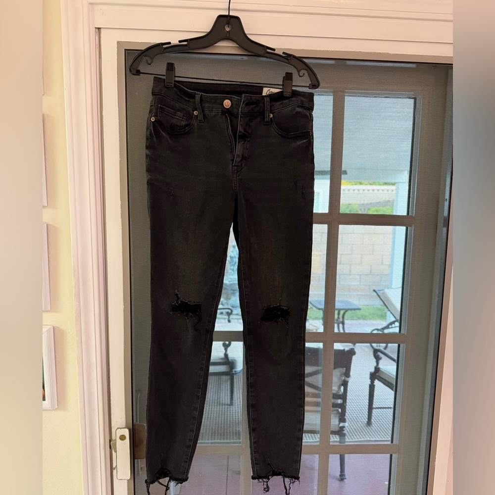 Black Distressed Women's Jeans - Cosmic Blue Love